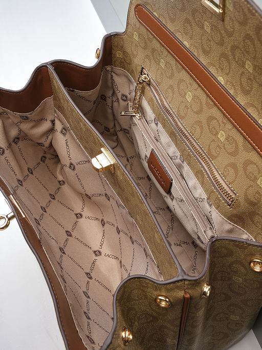 LACCOMA сумка AC697-лагуна темно-бежевый эко кожа хлопок  фото 9