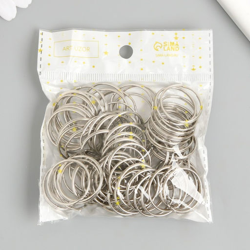 Цена за 80 шт. Основа для брелока кольцо металл, серебро 2.5×2.5 см