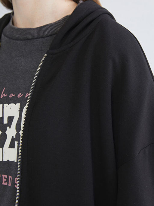 Kap??onlu Kad?n Fermuarl? Sweatshirt