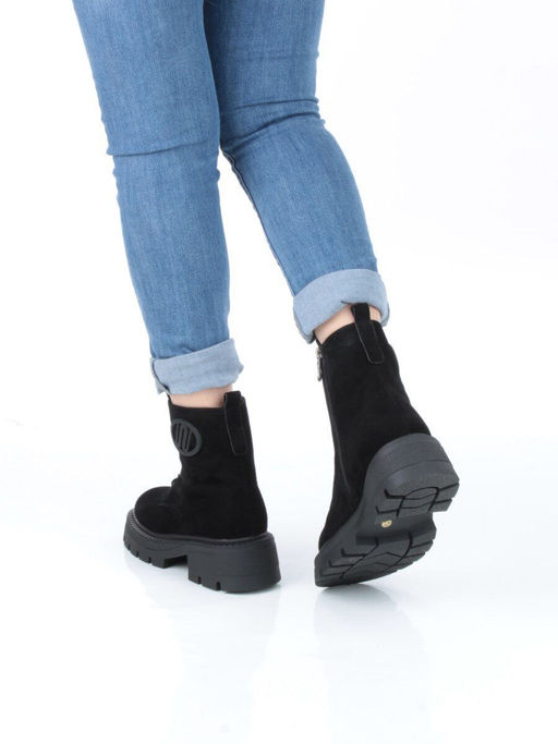 04-M3-1477 BLACK Ботинки зимние женские (натуральная замша, натуральный мех) - Фабричный китай фото 3
