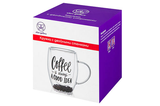 Кружка 350 мл 13,3*9*11,5 см Crystal glass с двойными стенками, с декором из кофейных зерен - Elan gallery фото 7