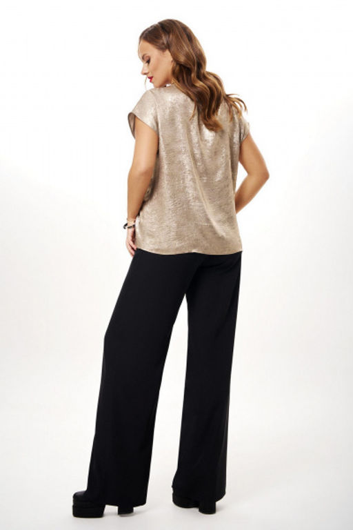 Брюки палаццо из струящегося крепа с карманами AVE RARA 4104 черный  фото 7