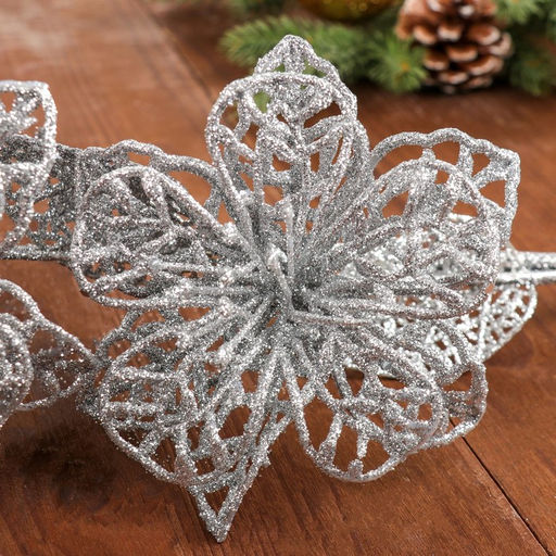 Цветы искусственные «Лилия блеск», 60×10 см, серебро