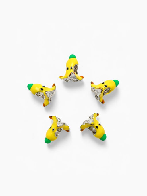 Цена за 5 шт. Шарм «Банан», жёлто-зелёный в чернёном серебре