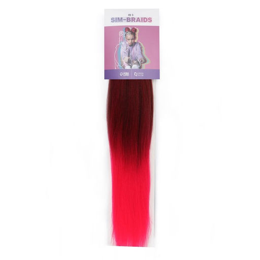 SIM-BRAIDS Канекалон двухцветный, гофрированный, 65 см, 90 гр, цвет красный/розовый(#FR-3) - Queen fair фото 3