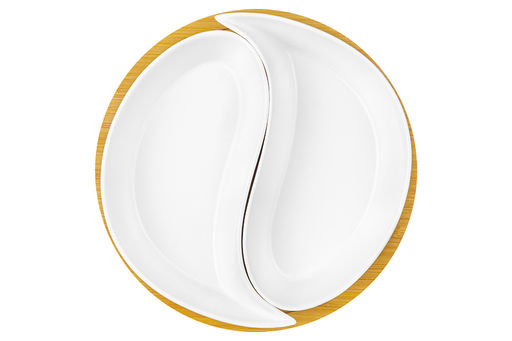 Тарелка под оливки 100 мл 15,5*15,5*3,5 см "Инь-Янь цветущая сакура" на деревянной подставке