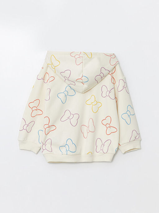 Kap??onlu Uzun Kollu Minnie Mouse Bask?l? K?z Bebek Fermuarl? Sweatshirt - Waikiki фото 3