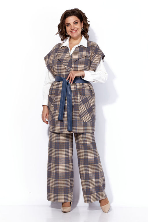 Костюм Anastasia 1172.1 песочный-деним (клетка)