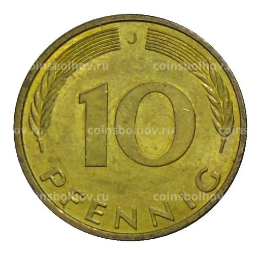 Монета 10 пфеннигов 1992 года J Германия