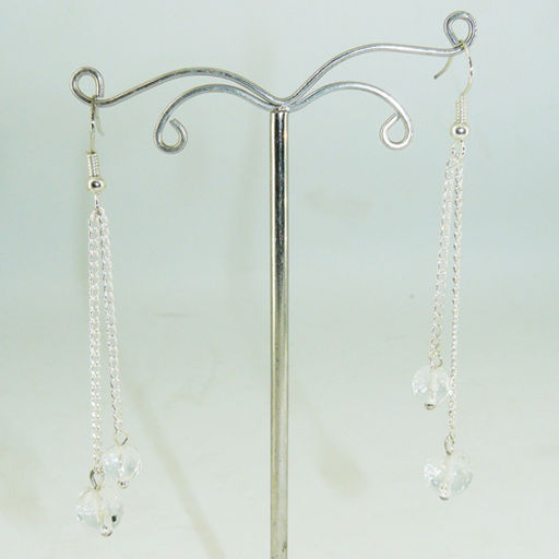 Серьги из горного хрусталя диаметр 6-8 мм на цепи - длина 7 см