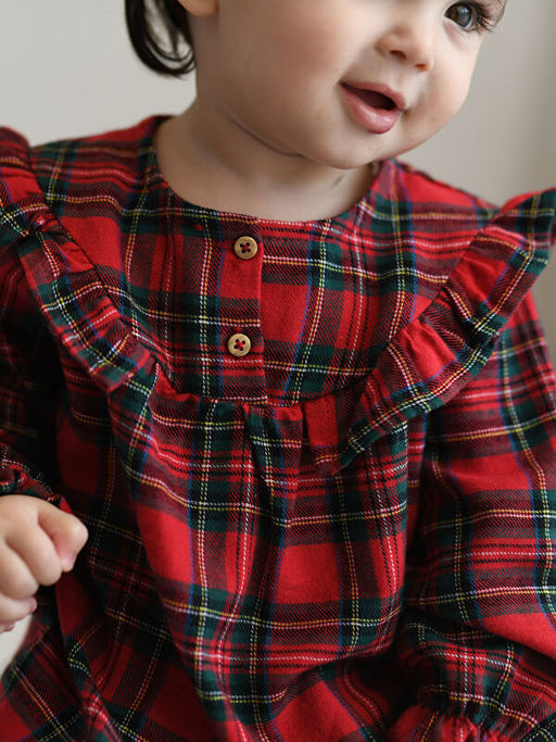 Bisiklet Yaka Uzun Kollu Ekose Desenli K?z Bebek Bluz ve Tayt 2li Tak?m - Waikiki фото 3