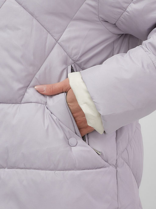 Куртка женская зимняя с капюшоном большого размера фиолетового цвета 1170F - Mtforce фото 5