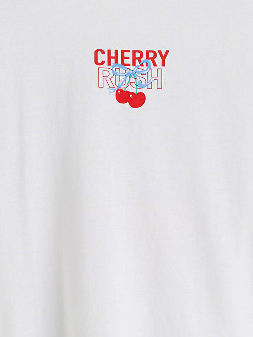 Bisiklet Yaka Bask?l? K?z ?ocuk Ti??rt