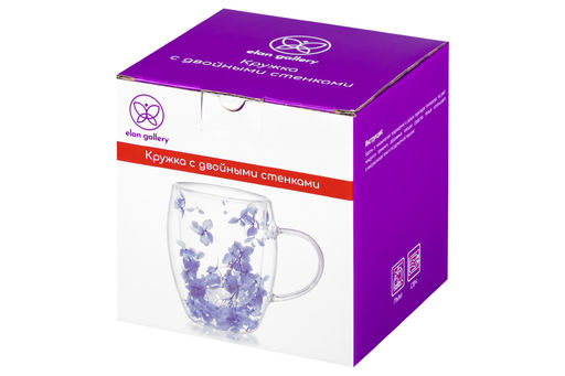 Кружка 350 мл 13,3*9*11,5 см Crystal glass с двойными стенками, с декором из сухих цветов - Elan gallery фото 7