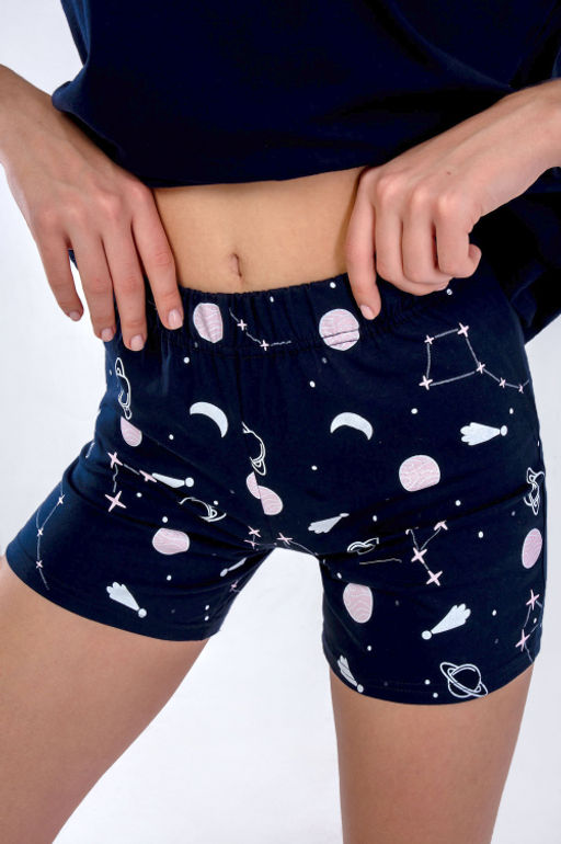 Арт. 9161 Пижама с шортами 42-50  (5 шт) Цвет:верх-темно-синий, низ-темно-синий