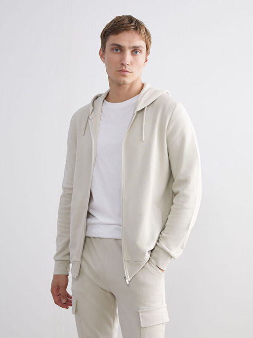 Kap??onlu Erkek Fermuarl? Sweatshirt
