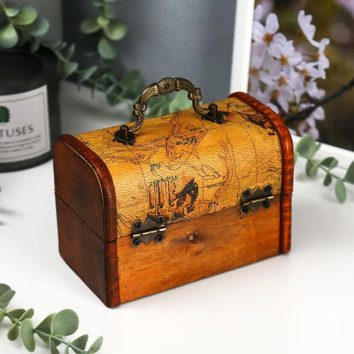 Шкатулка для украшений «Сундук. Карта странника», для мелочи, дерево, 10.5×15×9 см