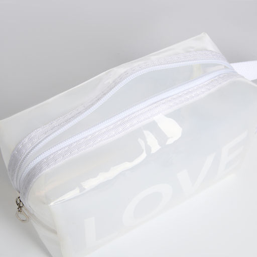 Косметичка ПВХ L-б/н LOVE, 19*8*11, отд на молнии, белый - Simaland фото 3