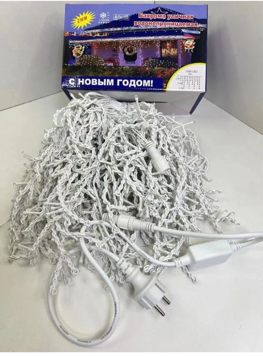 Гирлянда Бахрома 25х0,6м холодно белое мерцающее свечение,белый провод - Family фото 4