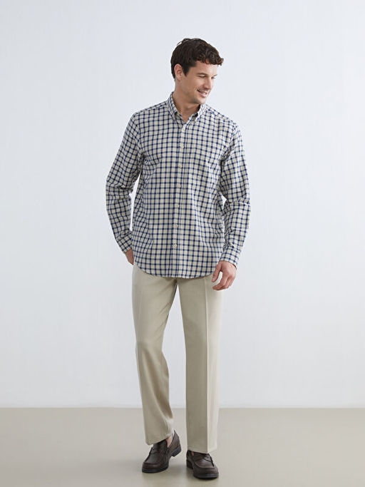 Regular Fit Ekose Gabardin Erkek G?mlek