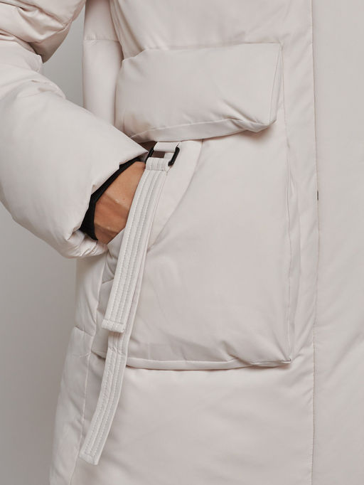 Зимняя женская куртка модная с капюшоном бежевого цвета 589827B - RoccaManer фото 18