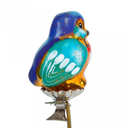 Елочная игрушка фигурка стеклянная Певчая птичка-4 4,5х5х7,5см, ручная художественная роспись, подарочная упаковка (Россия) - Домашняя мода фото 3