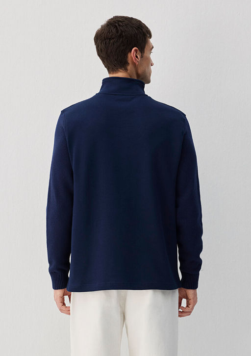 Yar? Fermuarl? Lacivert Sweatshirt - Mavi фото 3