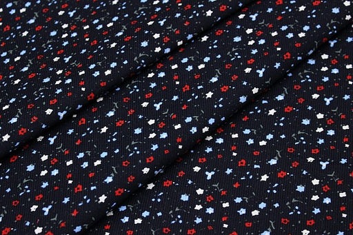 Микровельвет Нежные незабудки цв.чернильно-черный, ш.1.1м, хлопок-100%, 130гр/м.кв - Купава фото 3