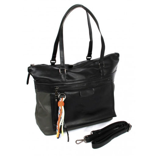 Сумка женская искусственная кожа BT-V 7640, 1отд+карм/перег, плечевой ремень, черный/серый SALE 262521