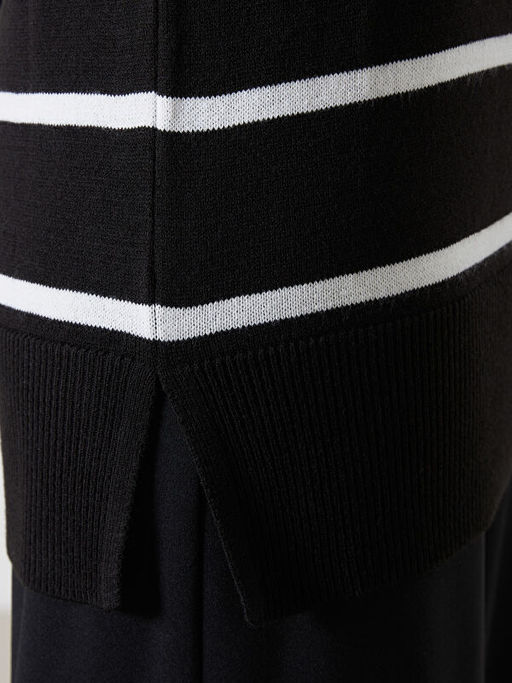 Dik Yaka ?izgili Kad?n Triko Tunik