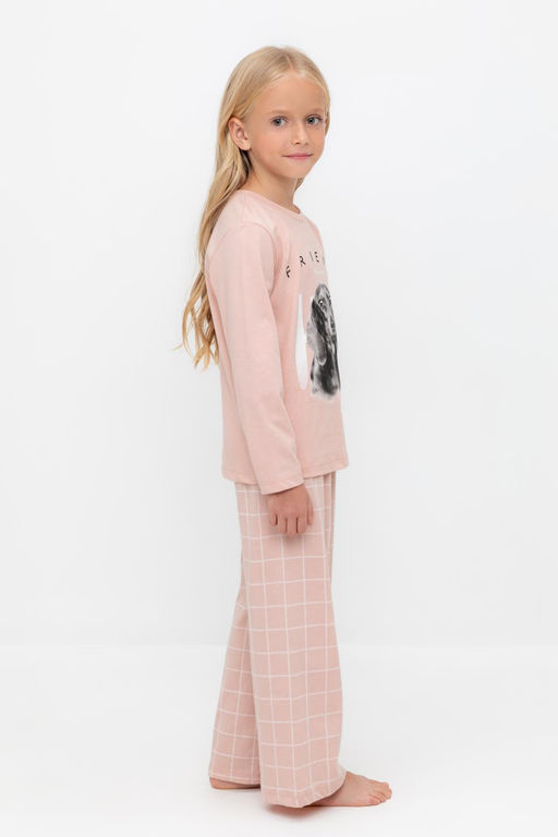 К 1623/дымчатая роза,двойная клетка пижама дет