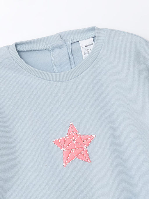 Bisiklet Yaka Uzun Kollu Bask?l? K?z ?ocuk Sweatshirt 2li