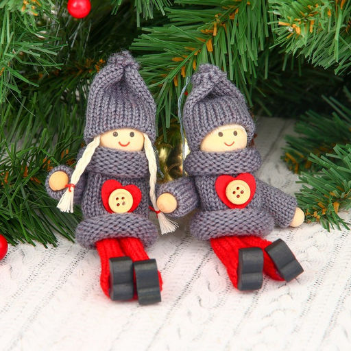 Цена за 12 шт. Елочная игрушка Куколка с пуговкой, МИКС