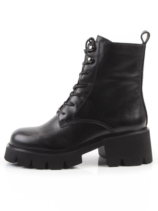 01-BE22B-3A BLACK Ботинки демисезонные женские (натуральная кожа, байка)