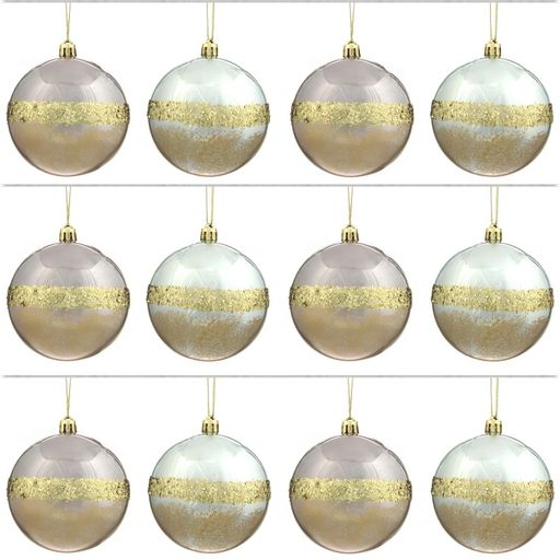 Набор из 12шт Украшение новогоднее Шар "Золотое кольцо Сатурна", D8 см L35 W26 H9 см D8 см