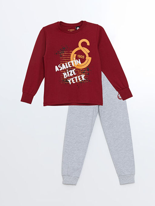Bisiklet Yaka Galatasaray Bask?l? Uzun Kollu Erkek ?ocuk Pijama Tak?m?