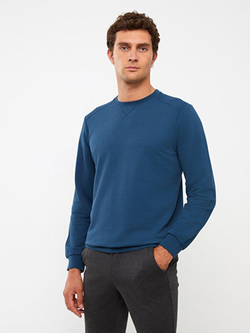 Bisiklet Yaka Uzun Kollu Erkek Sweatshirt