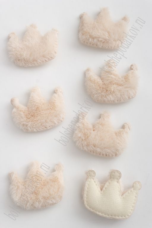 Патч меховой "Корона" 5,5*4,5 см (10 шт) SF-3164, бежевый