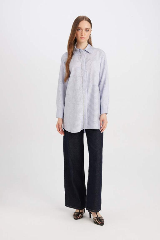 Рубашка-туника с длинными рукавами Relax Fit - Defacto фото 2