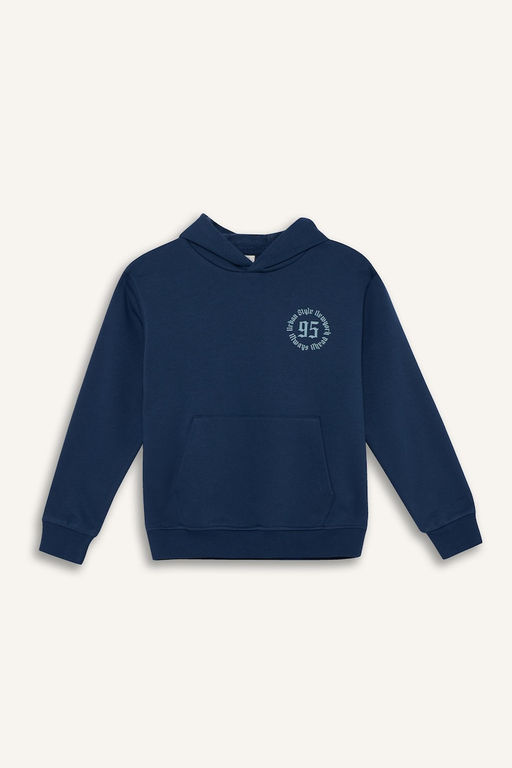 Kap__onlu Bask_l_ __i Yumu_ak T_yl_ Sweatshirt Erkek _ocuk - Defacto фото 7