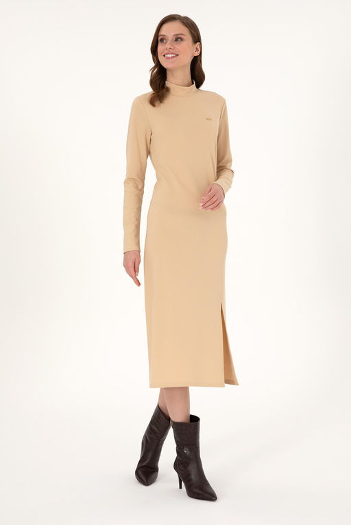 Женское трикотажное платье песочного цвета Неожиданная скидка в корзине - U.s. polo assn фото 3