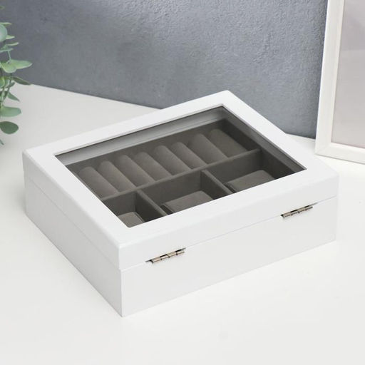 Шкатулка дерево под часы 3 деления и бижутерию Белоснежная 7,4х18х22 см - Simaland фото 5