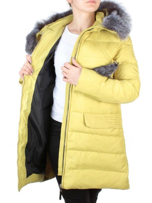 91577 YELLOW Пальто зимнее женское (200 гр. холлофайбера) - Fashion фото 9