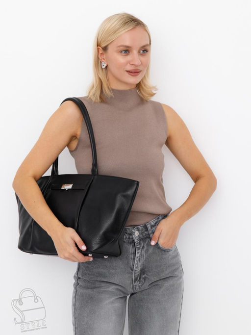 Сумка женская кожаная 1034-1MP black Polina&Eiterou  в Новосибирске