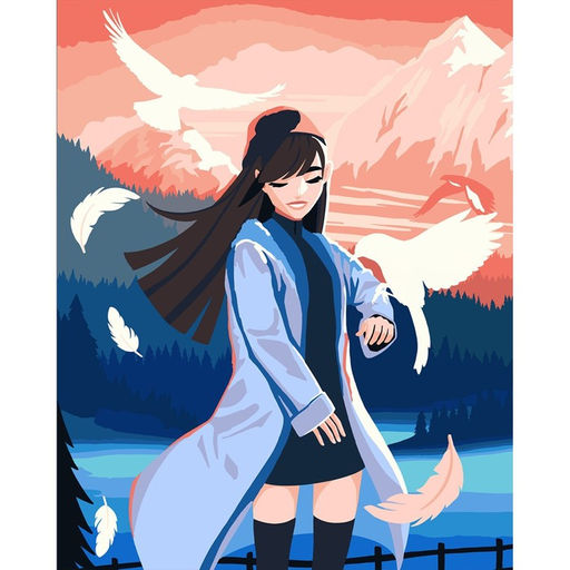 Картина по номерам на холсте с подрамником Девушка с птицами 40 50 см - Школа талантов фото 2