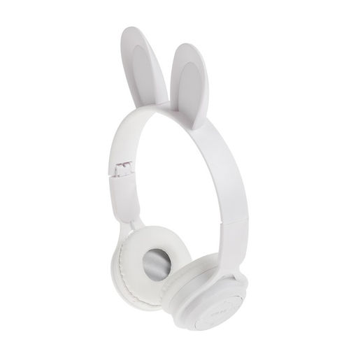 Наушники детские, беспроводные, накладные, с ушками зайца, Y08R, Bluetooth 5.1, с микрофоном, с подсветкой, 400 мАч, белые