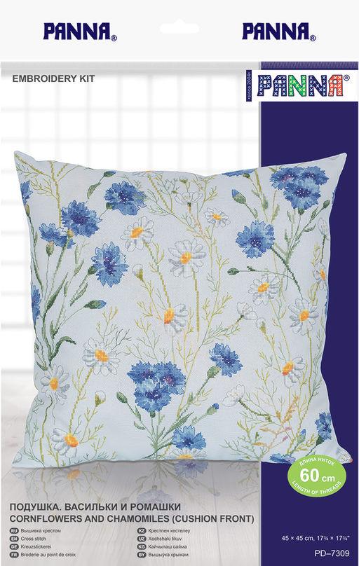 Набор для вышивания PANNA PD-7309 Подушка. Васильки и ромашки 45 х 45 см