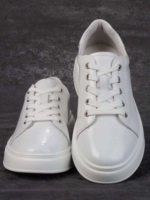 05-PDD215-2 WHITE Кроссовки женские (натуральная кожа)