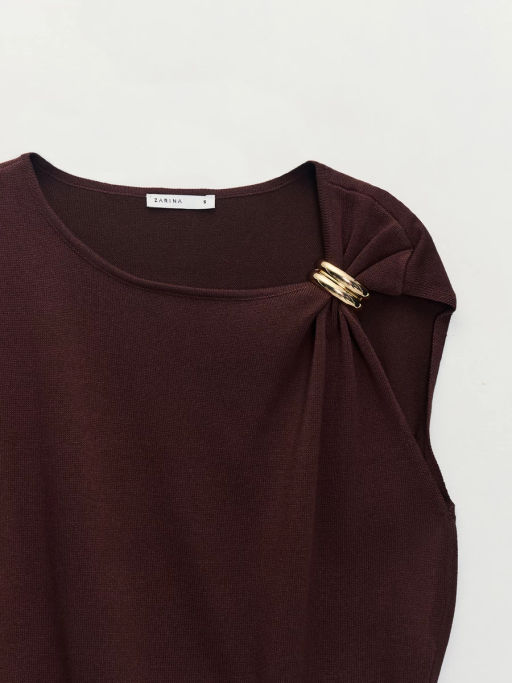 Вязаный топ с брошью ZR2605023305-27 / Zarina  фото 3