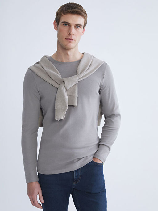 Bisiklet Yaka Basic Uzun Kollu Erkek Ti??rt